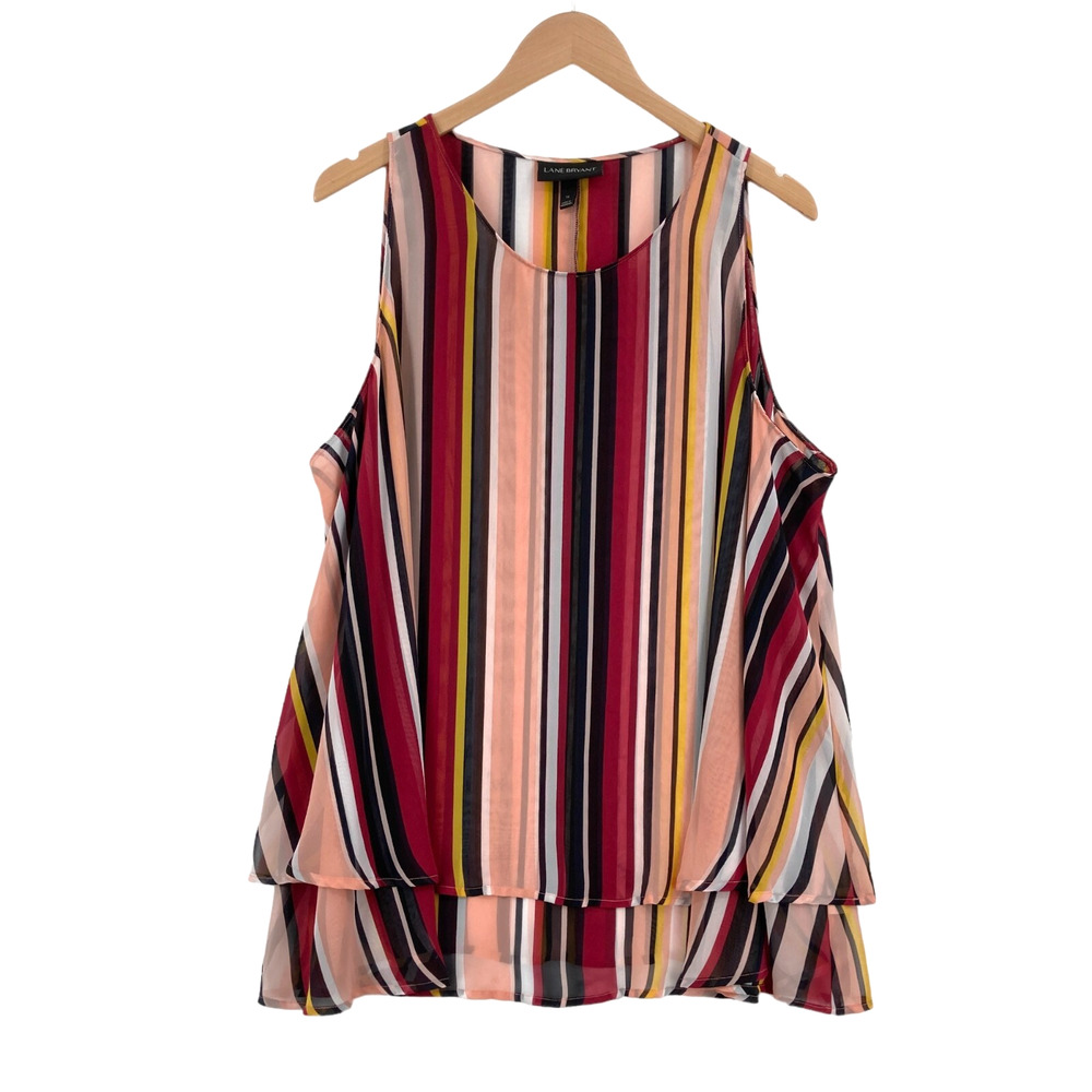 Lane Bryant Tank Top Women Size 14 Multi Striped Sleeveless Wide Straps Pullover